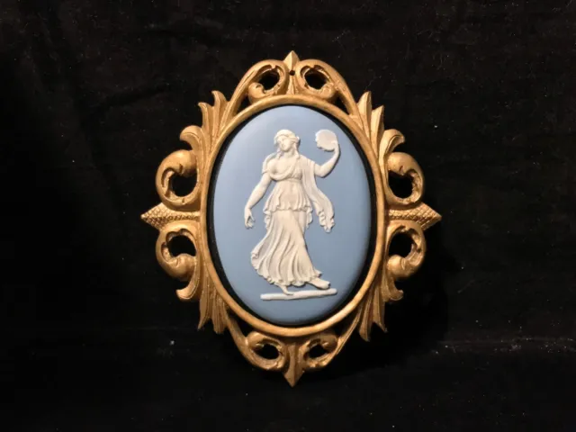 Antique Wedgwood Pale Blue Jasperware Dancing Hours Figure Plaque Framed England