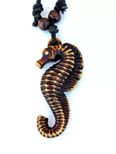 New Adjustable Necklace Sea Horse Seahorse Design Brown Tribal Pendant