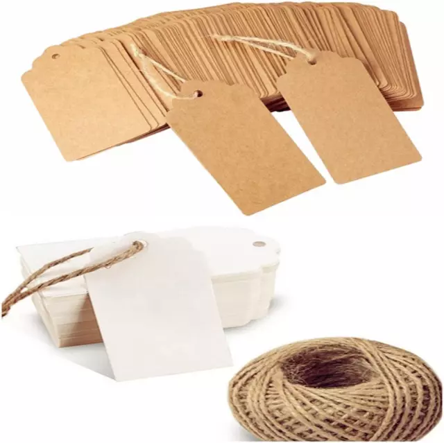 200PCS Blank Kraft Gift Tags with Twine String Packing and Art Craft (1.8X3.7Inc
