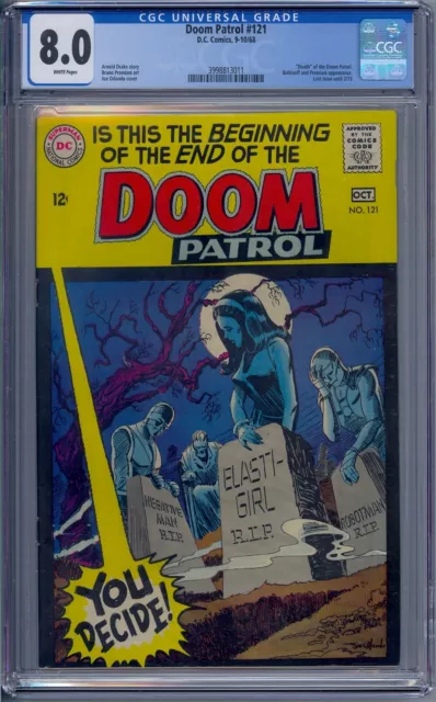 Doom Patrol #121 Cgc 8.0 Death Doom Patrol Boltinoff Premiani White Pages