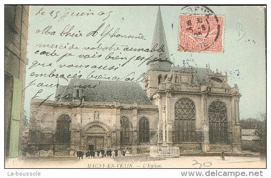 95 MAGNY EN VEXIN - vue de l'eglise (cpa couleurs)
