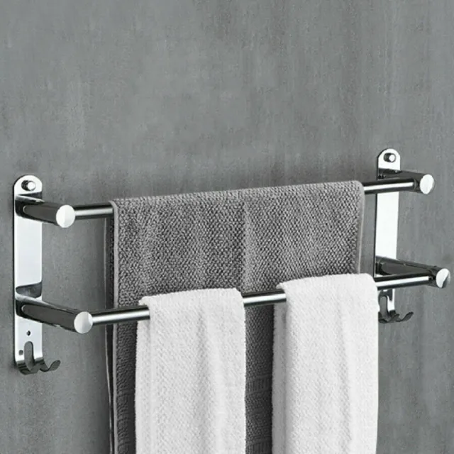 2 Schicht Handtuchhalter ohne Bohren Handtuchstange Badetuchhalter 45-75cm Haken