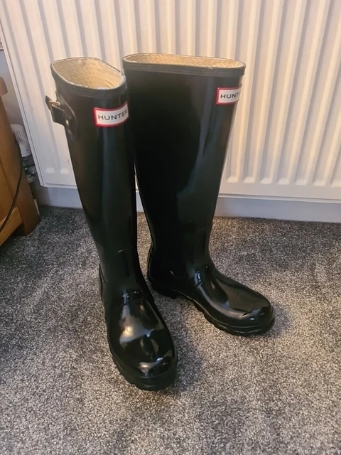 HUNTER WELLIES SIZE 6 Tall Black Gloss 10.00 PicClick UK
