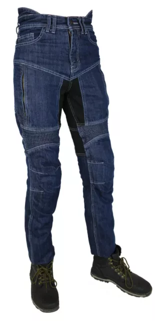 Moto Biker Jeans Moto Jeans Pantalon Avec Kev Aramide Protecteurs, Bleu