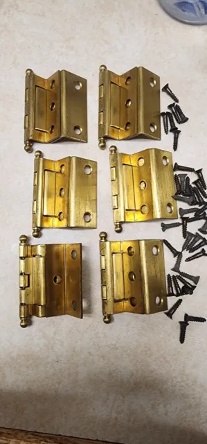 6 Solid Brass Grandfather clock Cabinet Door Hinges