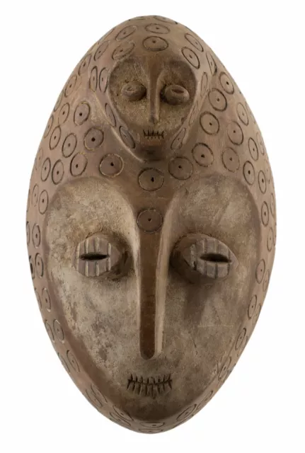 Maske Afrikanisch Lega Zweiköpfige Lukwakongo Bwami Kongo Rdc Stammes- Art 16958