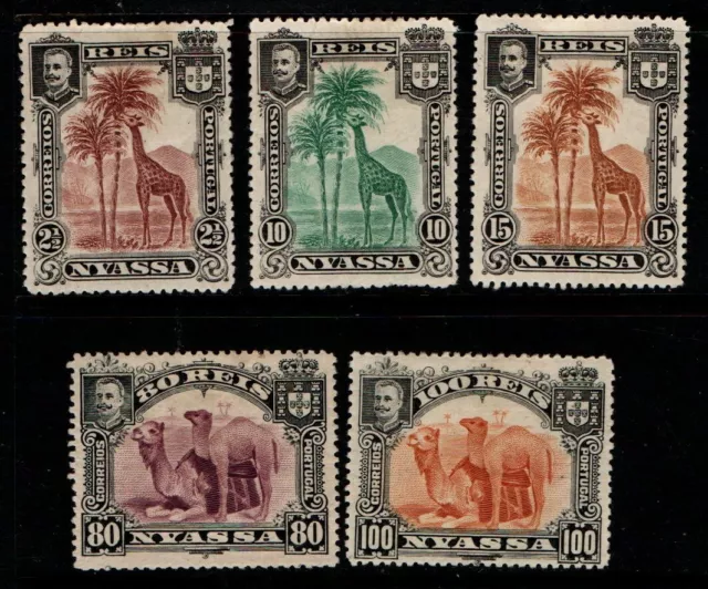 Nyassa 1901 Giraffes, Camels SG27, 29-30, 35-36 Mint MH