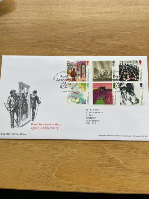 2018 Royal Academy of Arts Mint First Day Cover Stamp Special London Post Mark