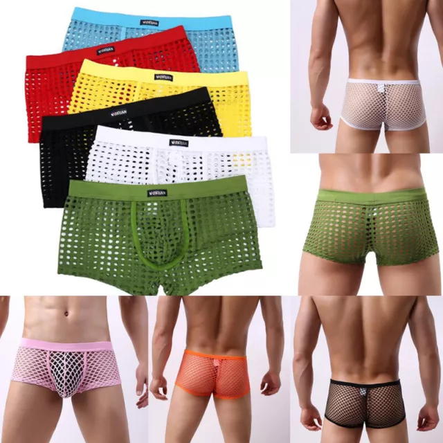 Sexy Mesh Uomo Mutandine Cavo Perizoma Boxer Trasparente Sexy Maschile Intimo ☽ 2