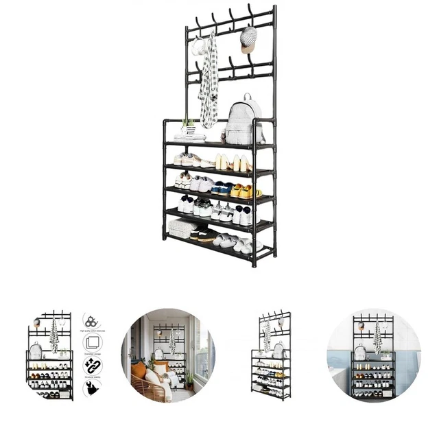 Coat Shoes Shelf Free Standing Space Saving 5 Tiers Hat Coat Shoes Storage Stand