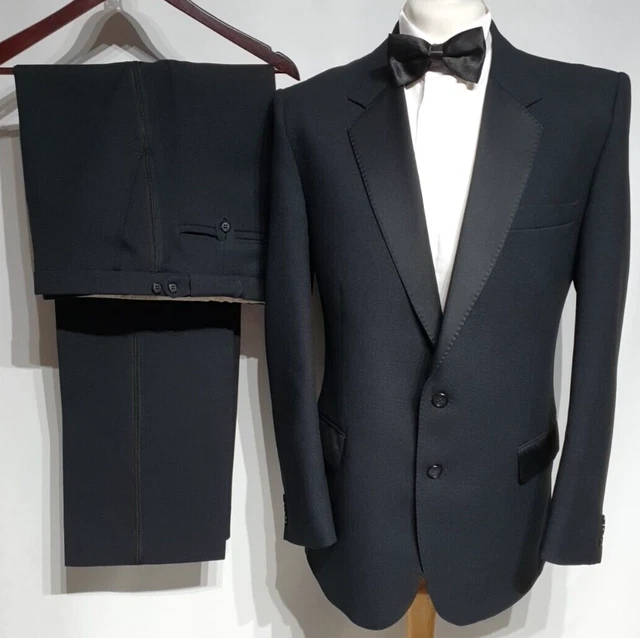 "Abito da cena smoking nero Harbarry of England vintage da uomo nero Ch44""R W38"" L31,5"