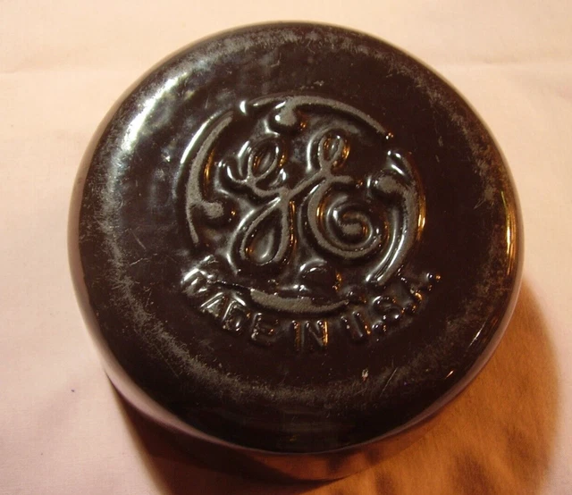 Antique GE General Electric Stoneware Porcelain Brown Glazed Insulator Cap