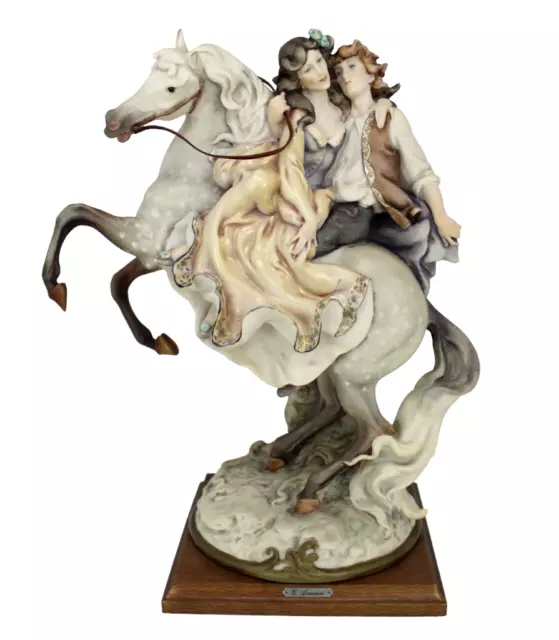 G. Armani Large 15" Porcelain Figurine 1983 Romantic Couple On Rearing Horse