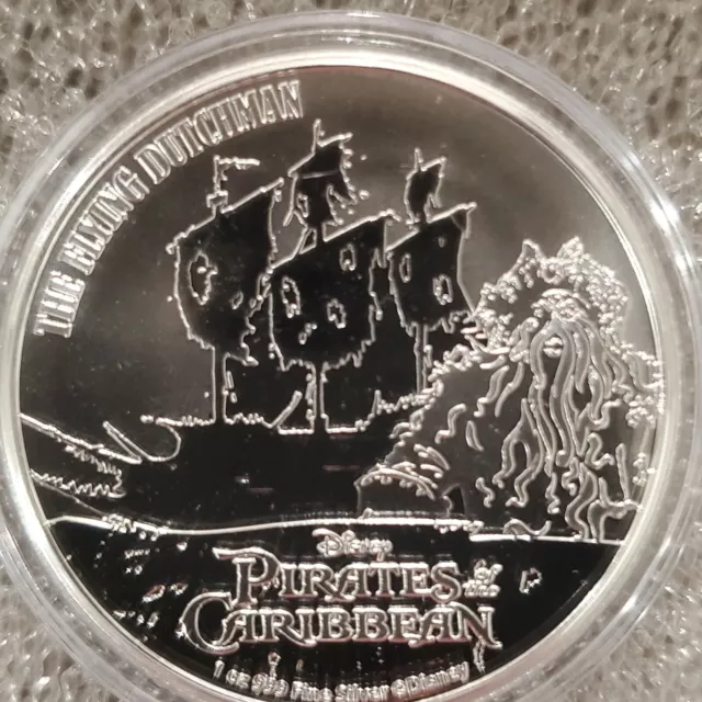 Disney Pirates Caribbean The Flying Dutchman 1 oz .999 Silver $2 coin Davy Jones