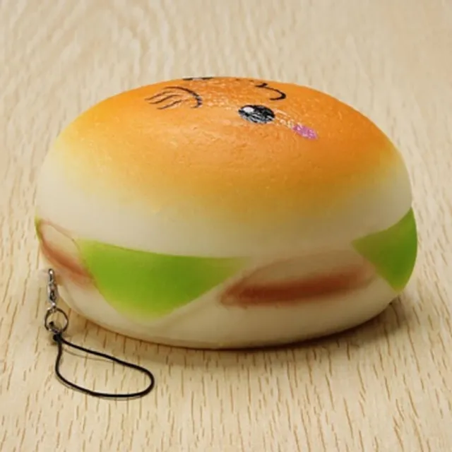 10cm Squishy Hamburger Toy Lovely Bread Bun Cellphone Bag Strap Pendant Charms