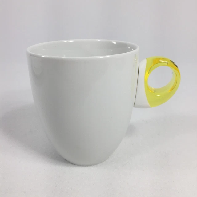 Guzzini Feeling Mug Yellow Acrylic Handle Art & Cafe Porcelain Collection NEW