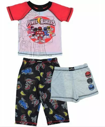 Komar Kids Boy's Power Rangers Pajamas 3-Piece Sleepwear Set - 2T or 3T