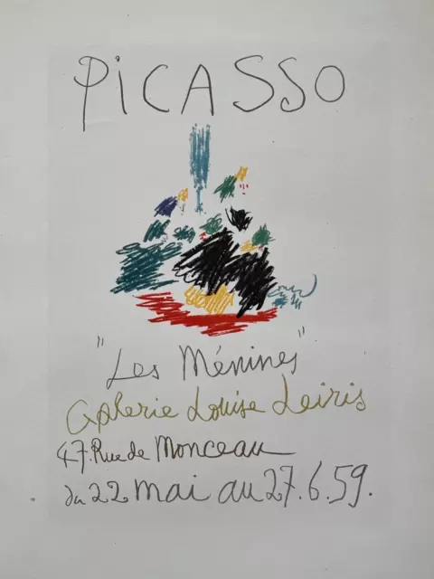 1959 Pablo Picasso Póster "Les Menines"" Mourlot litografía placa firmada