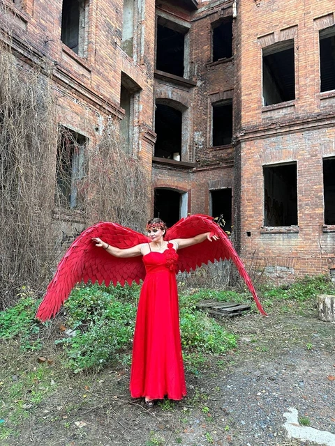 Angel Wing Dance Props Red Costume Phoenix Bird Sexy Gothic Steampunk Large
