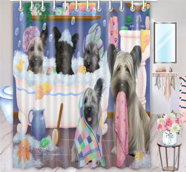 Halloween Skye Terrier Dog Shower Curtain Bathtub Screens Personalized Hooks
