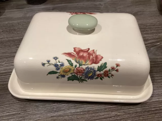 Villeroy &Boch vintage butter cheese dish plate with lid green