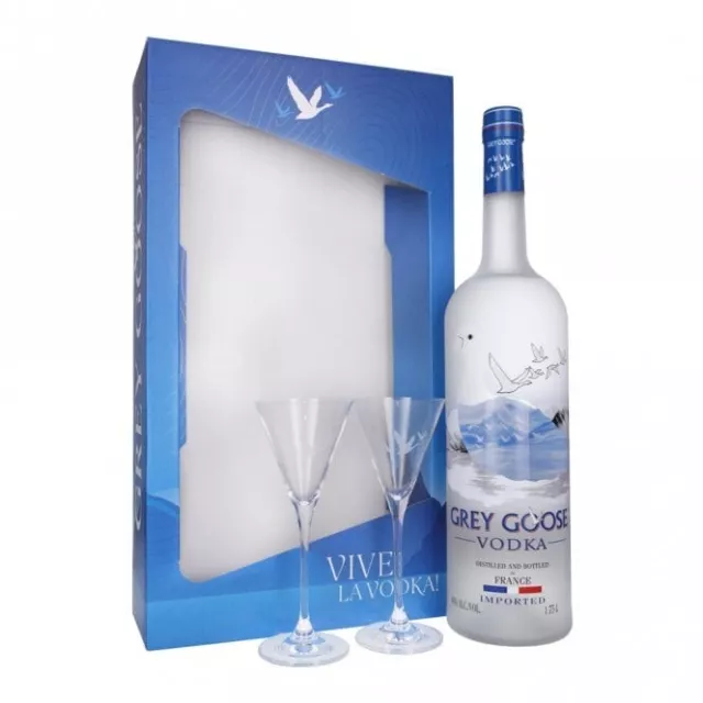 GREY GOOSE WITH 2 TUMBLERS 1.75L, Premium French Vodka, Made from The Finest Fre