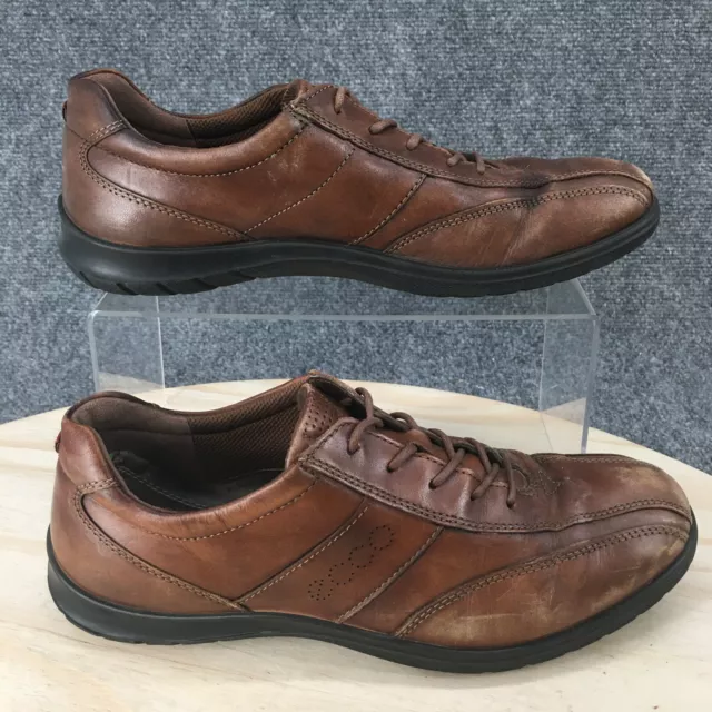 Ecco Shoes Womens 39 Sky Tie Sneakers Lace Up Flats Brown Leather Bicycle Toe