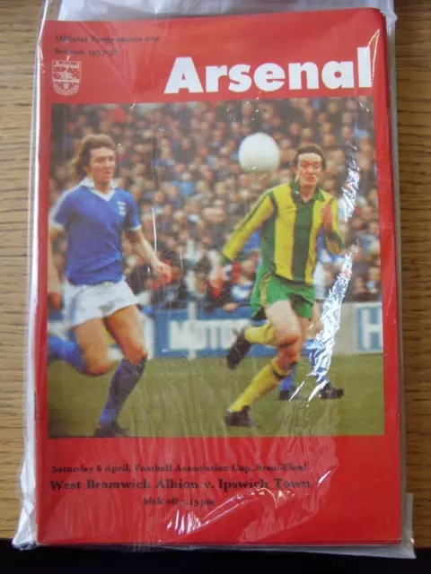 08/04/1978 FA Cup Semi-Final: West Bromwich Albion v Ipswich Town [At Arsenal] (