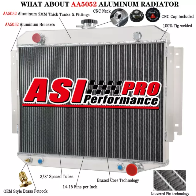 4-Row Aluminum Radiator for 1971-1979 Dodge D/W 100 150 200 TRUCK 5.2L 5.9L V8