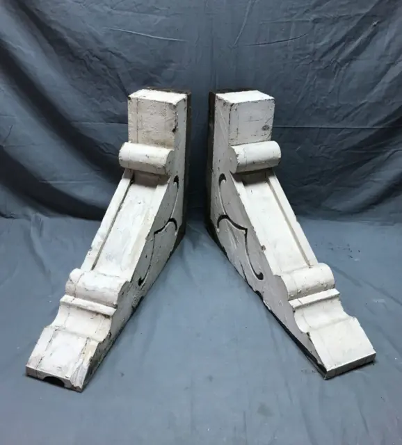 Pair Antique Shabby Victorian Wood Corbels Gingerbread VTG Old Chic 1147-23B