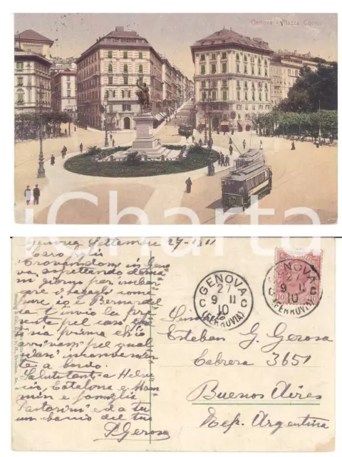 1911 STORIA POSTALE GENOVA per BUENOS AIRES *FP VG senza annullo di arrivo