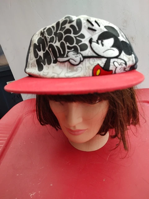 Blue Red Disney Parks Adult Embroidered Mickey Mouse Graffiti Snapback Hat Cap