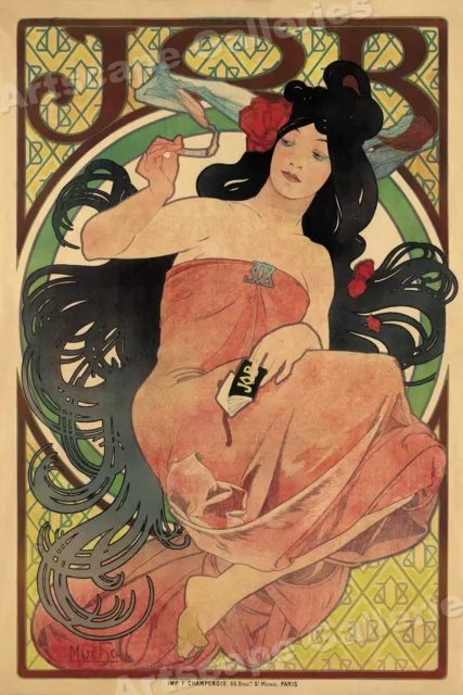 1898 Art Nouveau Mucha Job Cigarette Rolling Papers Vintage Style Poster - 16x24