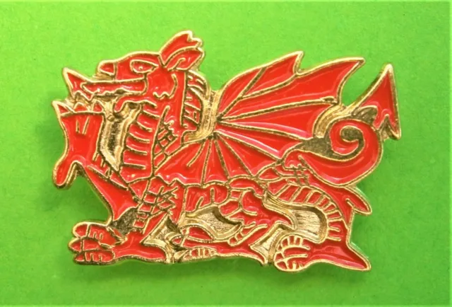 H463:) Enamel Red Dragon Welsh Wales Badge tie lapel pin
