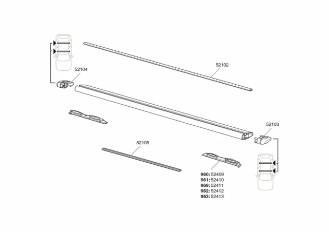 THULE WINGBAR GENUINE Spare Parts 960 961 962 963 969 End Caps Rubber strip 20.95 PicClick UK