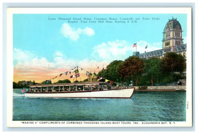 Maxine V Thousand Island Boat Tours Inc. Alexandria Bay New York NY Postcard