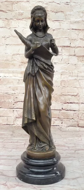 Romana Divinità Prosperità Lady Fortuna 100% Real Bronzo Statua Scultura Art 3