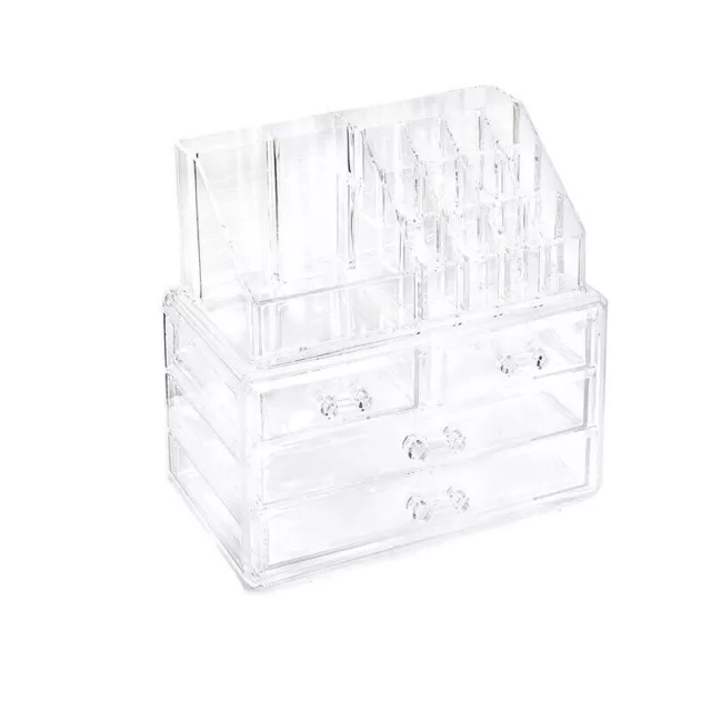 Holder Cosmetic Makeup Organiser 4 Drawer Storage Jewellery Box Clear Acrylic AU 2