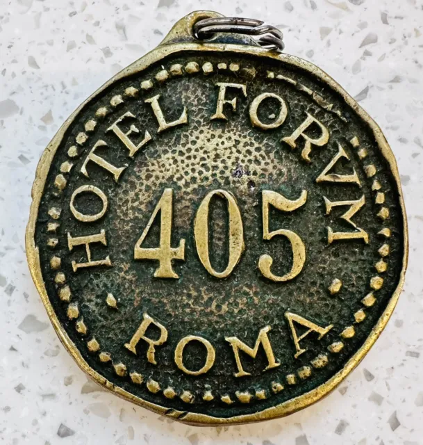 Hotel Forum Roma Italy Fori Imperiali Chunky Solid Bronze Hotel Room Key #405 3