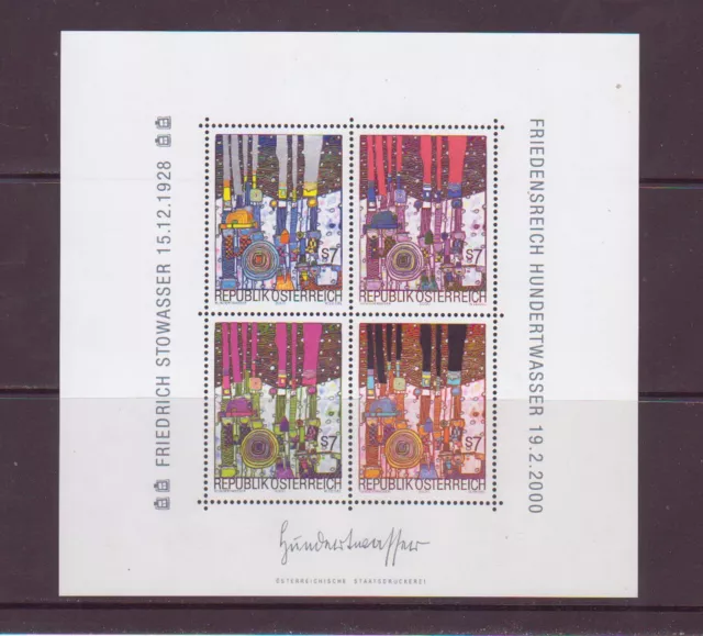 Österreich 2000: (A) Blockausgabe Nr. 17 Friedensreich Hundertwasser postfrisch