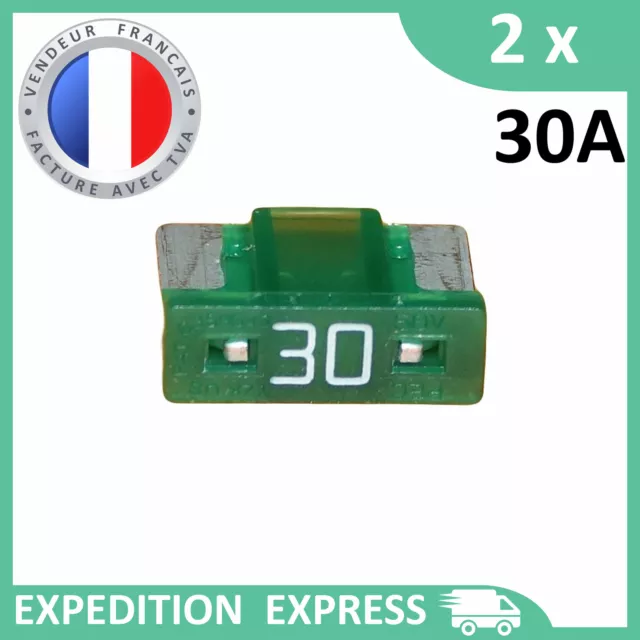 2 mini fusibles 30A auto moto à lame low profile vert