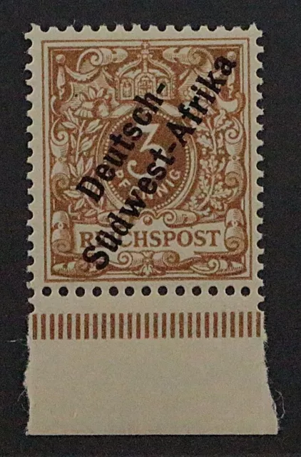 1898, DEUTSCH-SÜDWESTAFRIKA 1 f ** 3 Pfg. hellocker, postfrisch, geprüft 900,-€