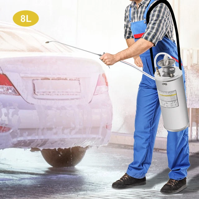 2 Gal Stainless Steel Sprayer Adjustable Nozzle Hand Pump Sprayer w/ 1.2m Hose