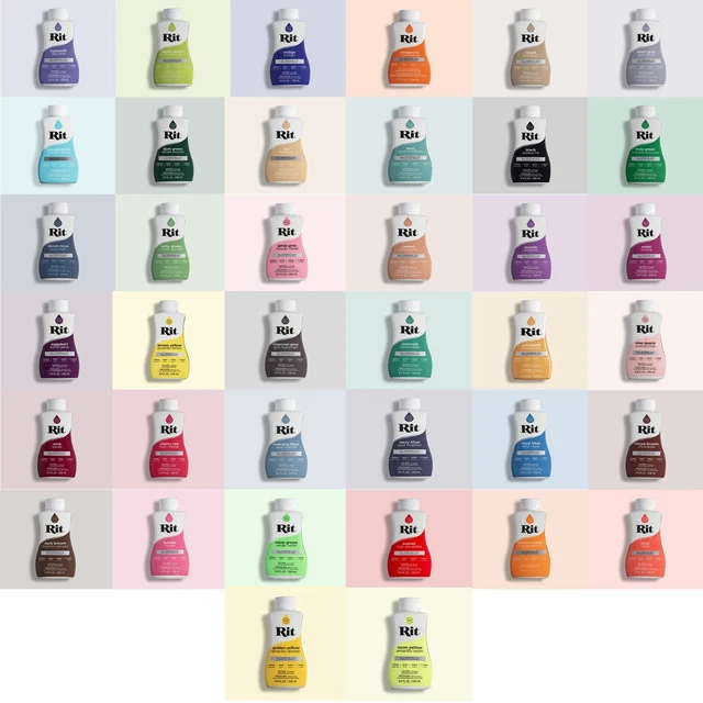 Telas de tinte líquido Rit, algodón, colores sintéticos no tóxicos 8 oz - todo uso