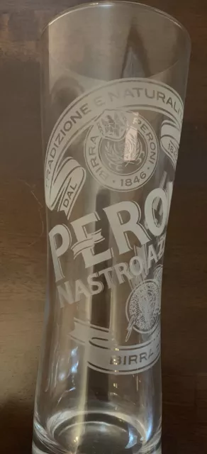 Peroni Nastro Azzurro Pilsner Beer Glass 13.5oz Clear Etched