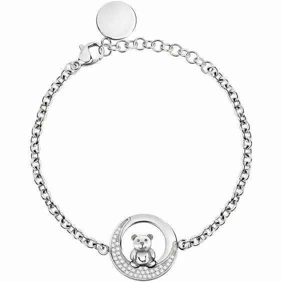 Armband Damen Stahl Morellato IN Love Mond Teddybär mit Kristallen SOR26