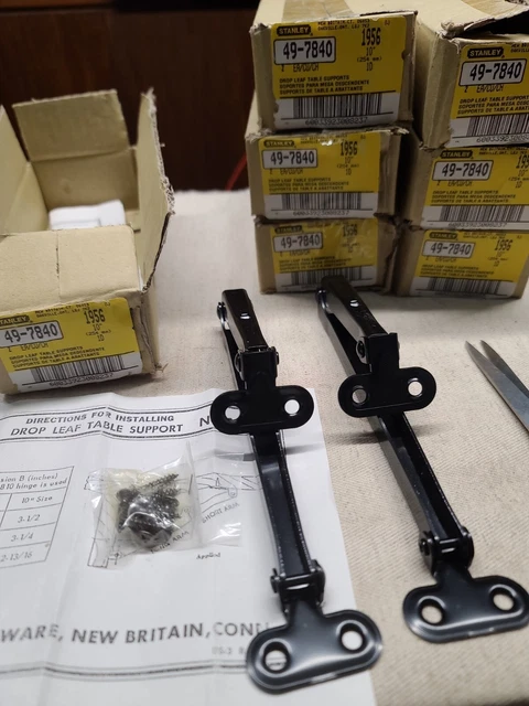 ** Stanley 1956 10" Black pair of Drop Leaf Table Supports NEW in box