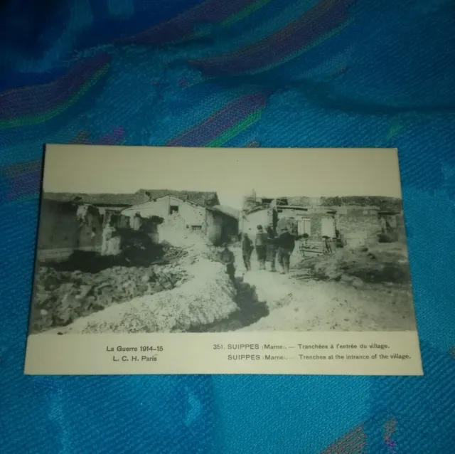 CPA GUERRE 14-18 1915 BATAILLE MARNE SUIPPES Tranchées à l'entrée du village