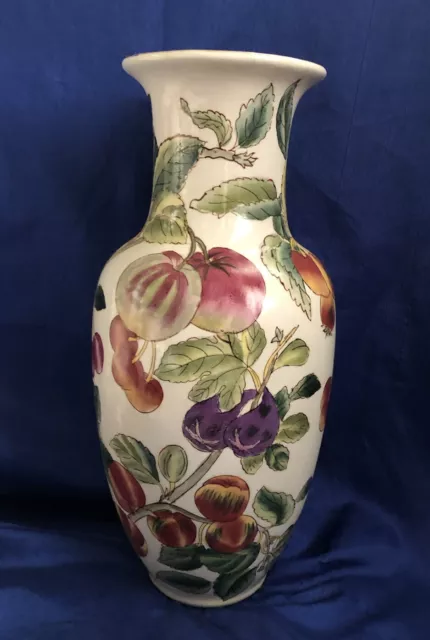 FRUIT VASE Vintage Hand Painted By Oriental Accents Fruit Motif
