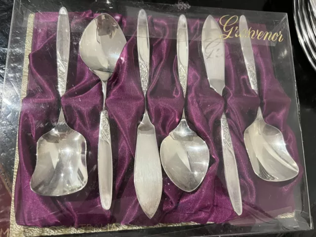 Grosvenor VINTAGE Christine Butter Knife, Sugar Spoons & Jam Spoons SET NIB